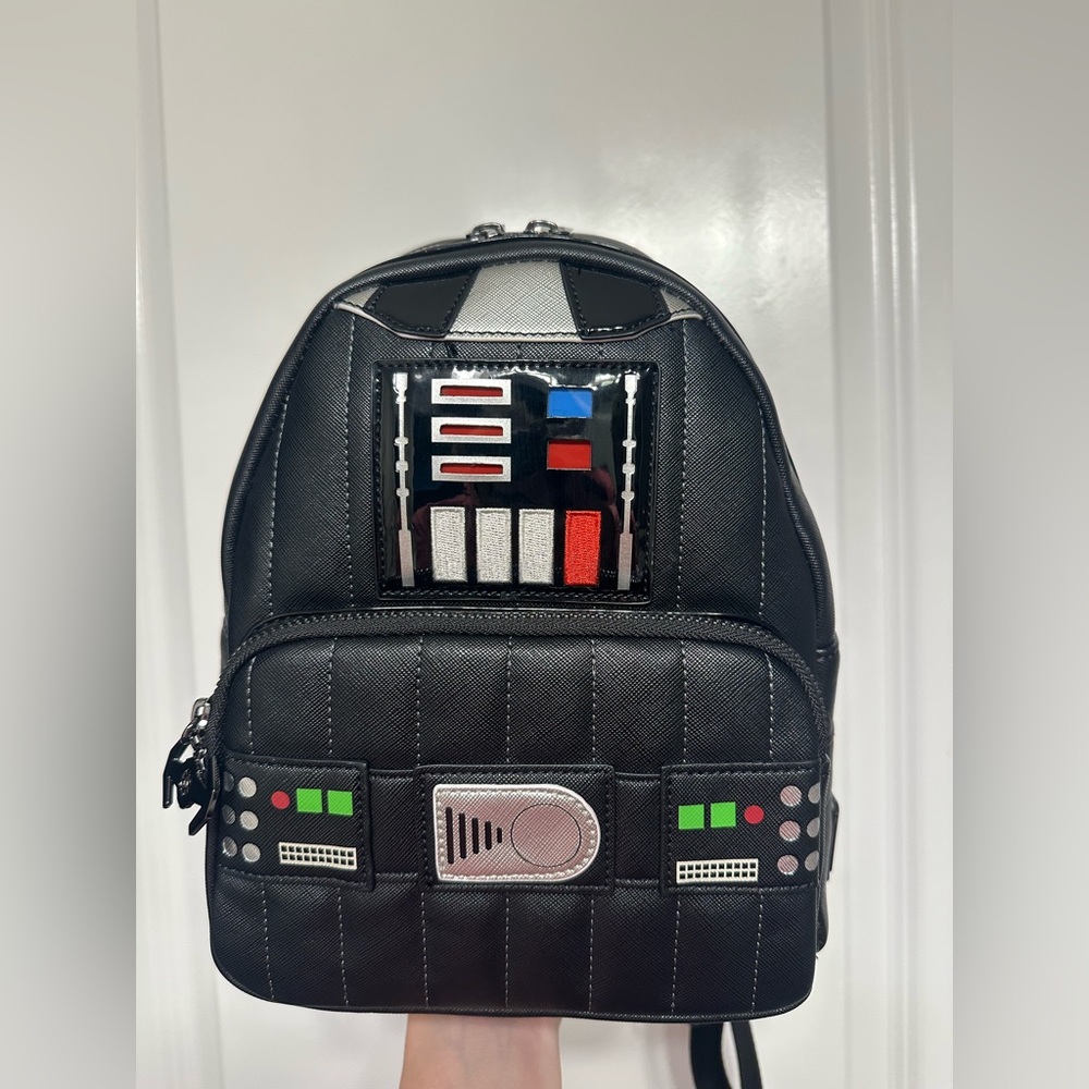 Black Men's Mini Backpack with Themed Control Panel Accents